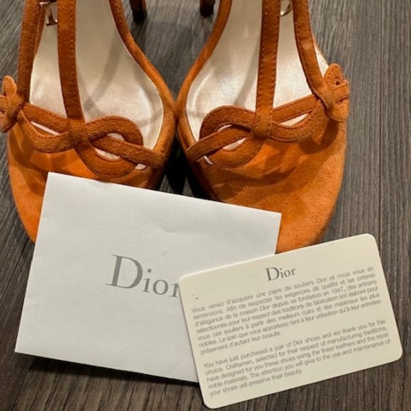 Dior Orange Suede Platform Sandals - Picture 9 of 10